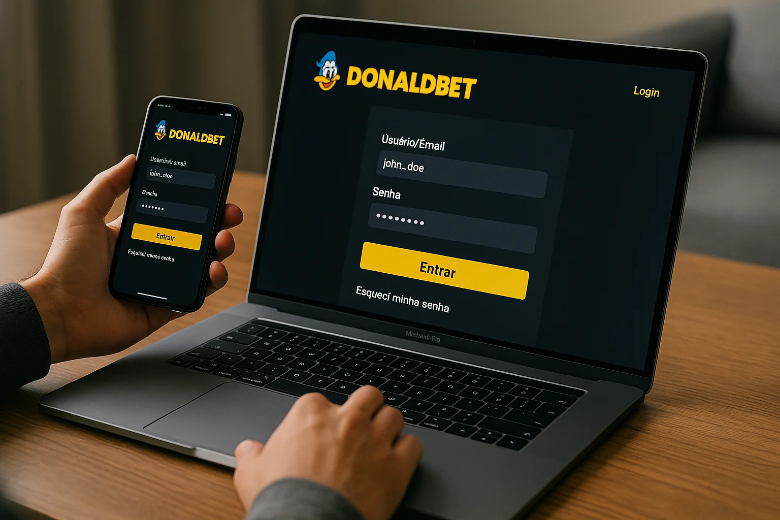 Criar uma nova Conta no plataforma DONALDBET